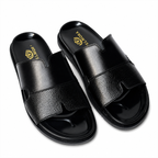 Premium Black Textured Leather Contemporary Sandals
