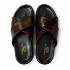 Premium Dark Brown Cross-Strap Leather Sandals