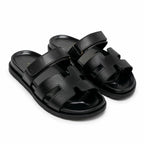 Premium Black Cut-Out Design Casual Sandals