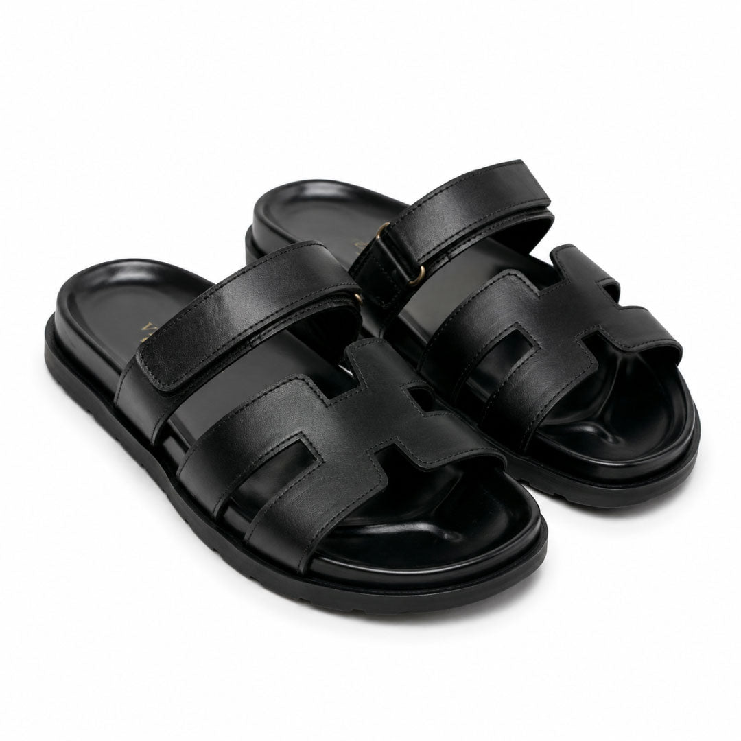 Premium Black Cut-Out Design Casual Sandals