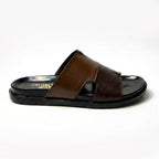 Premium Two-Tone Brown Leather Contemporary Sandals