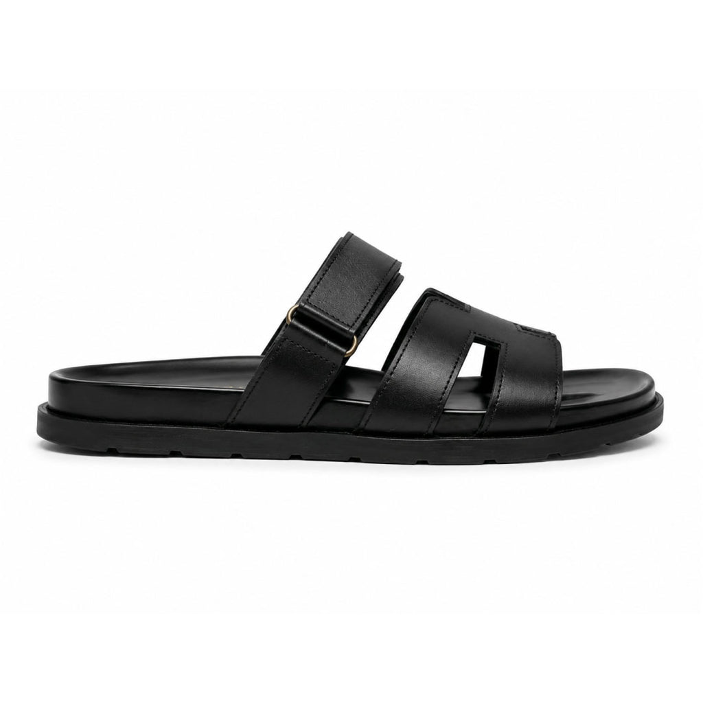 Premium Black Cut-Out Design Casual Sandals