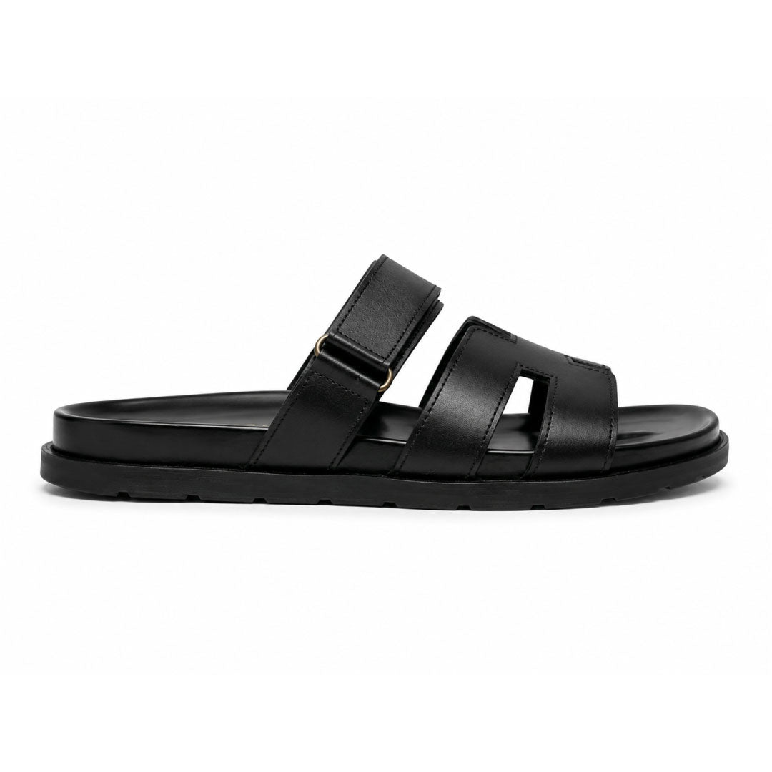 Premium Black Cut-Out Design Casual Sandals