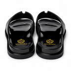 Premium Black Textured Leather Contemporary Sandals