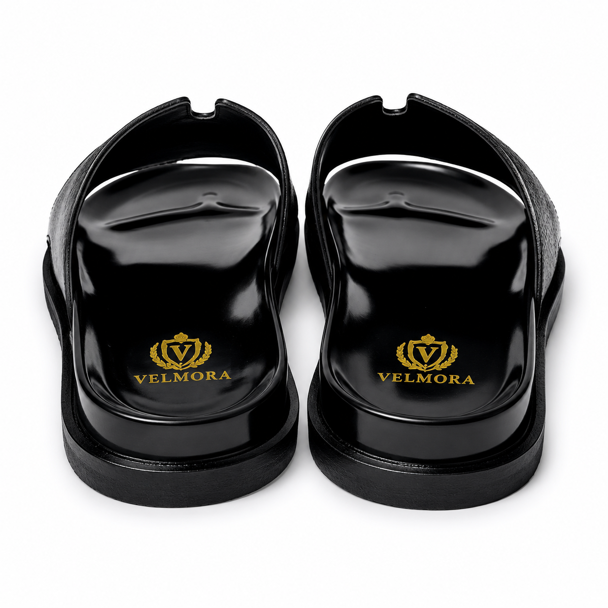 Premium Black Textured Leather Contemporary Sandals