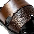 Premium Two-Tone Brown Leather Contemporary Sandals