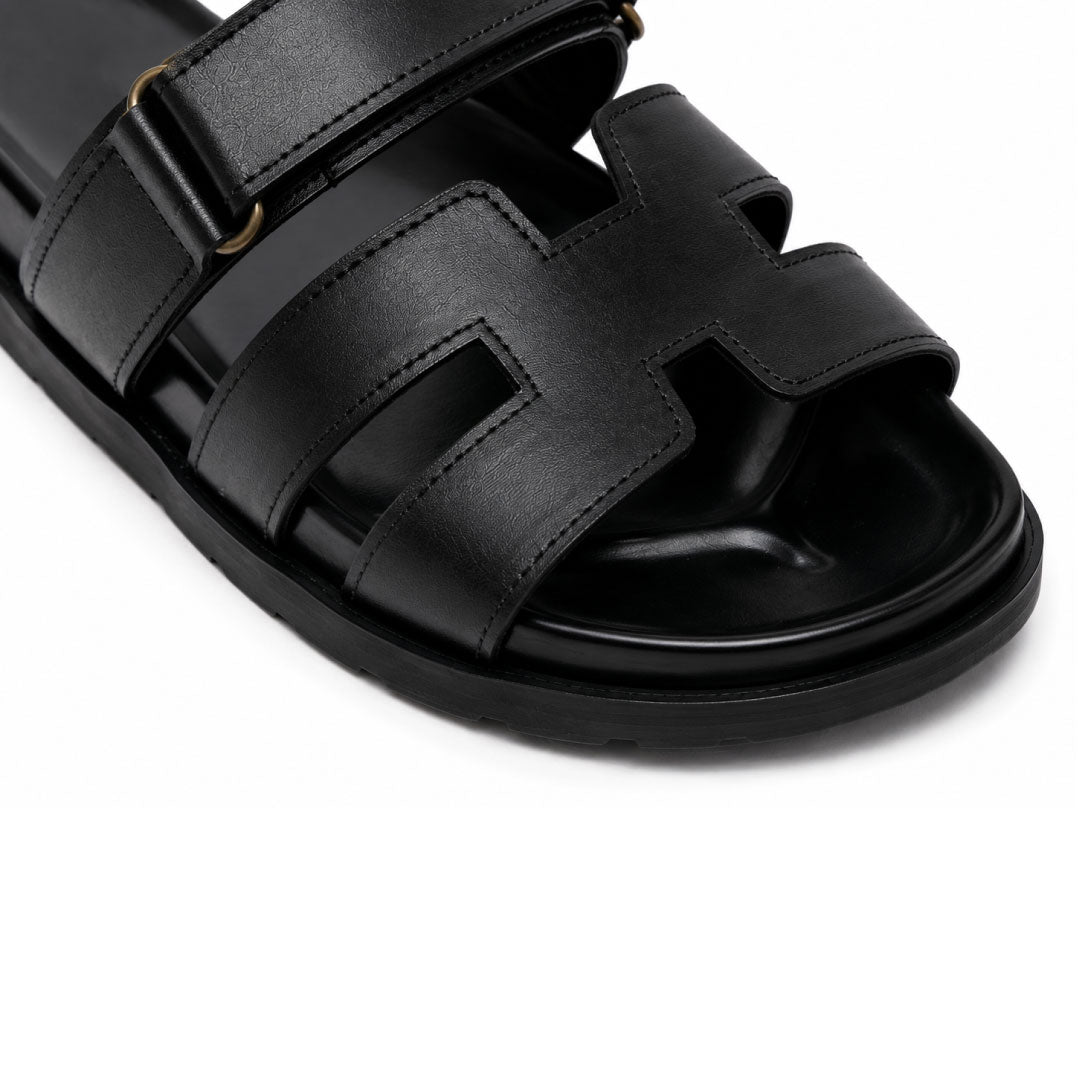 Premium Black Cut-Out Design Casual Sandals