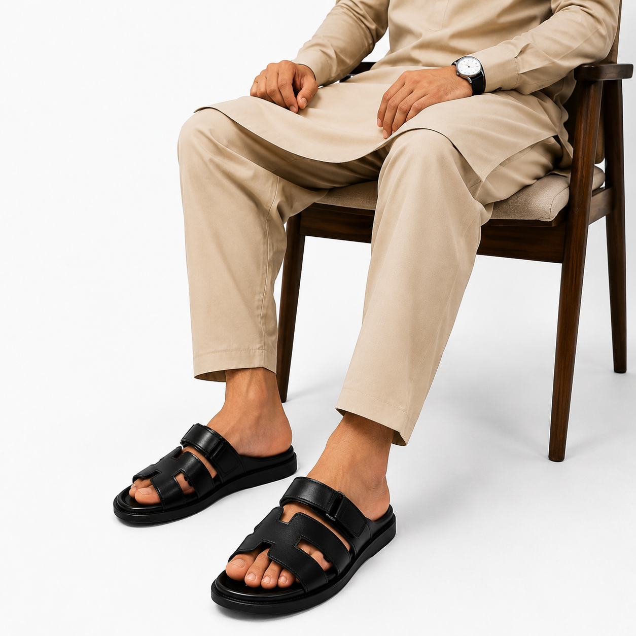 Premium Black Cut-Out Design Casual Slippers