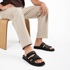 Premium Black Cut-Out Design Casual Sandals
