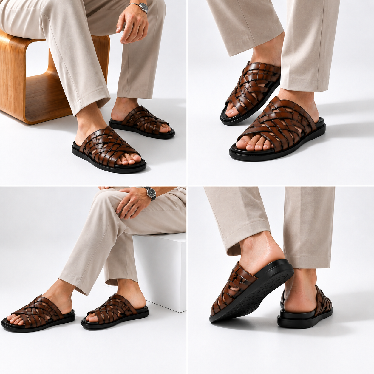 Premium Woven Leather Strappy Sandals