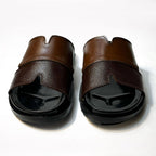 Premium Two-Tone Brown Leather Contemporary Sandals