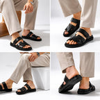 Premium Black Cut-Out Design Casual Sandals